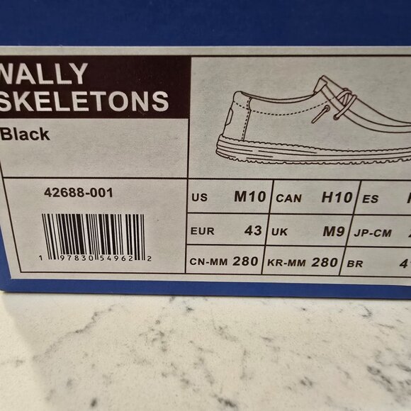 Hey Dude Wally Skeletons Glow in Dark Shoes Moccasin Men' Size 10 NEW RARE HTF - Picture 8 of 16